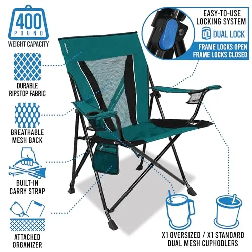 XXL Dual Lock Portable Camping Chair - Supports Up to 400lbs