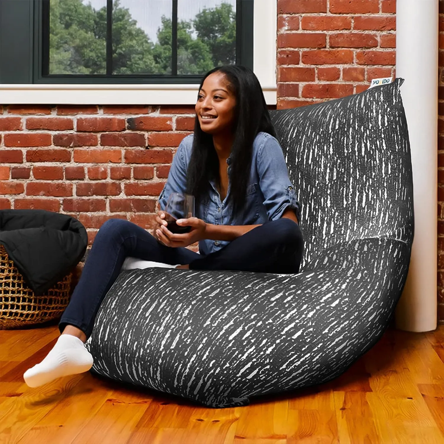 Yogibo Luxe Max 6 Foot Giant Bean Bag Chair Bed Lounger for Adults, Kids and Teens with Filling, Extra Large, Oversized, Big, Huge, Plush, Sensory Beanbag Couch Sofa Sack, Washable Cover, Gray