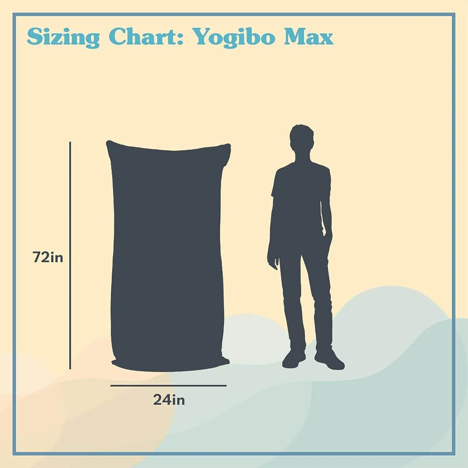 Yogibo Luxe Max 6 Foot Giant Bean Bag Chair Bed Lounger for Adults, Kids and Teens with Filling, Extra Large, Oversized, Big, Huge, Plush, Sensory Beanbag Couch Sofa Sack, Washable Cover, Gray