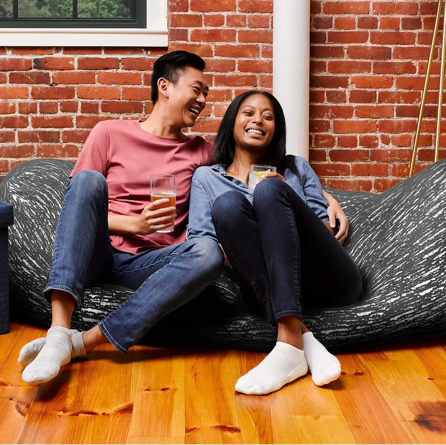 Yogibo Luxe Max 6 Foot Giant Bean Bag Chair Bed Lounger for Adults, Kids and Teens with Filling, Extra Large, Oversized, Big, Huge, Plush, Sensory Beanbag Couch Sofa Sack, Washable Cover, Gray