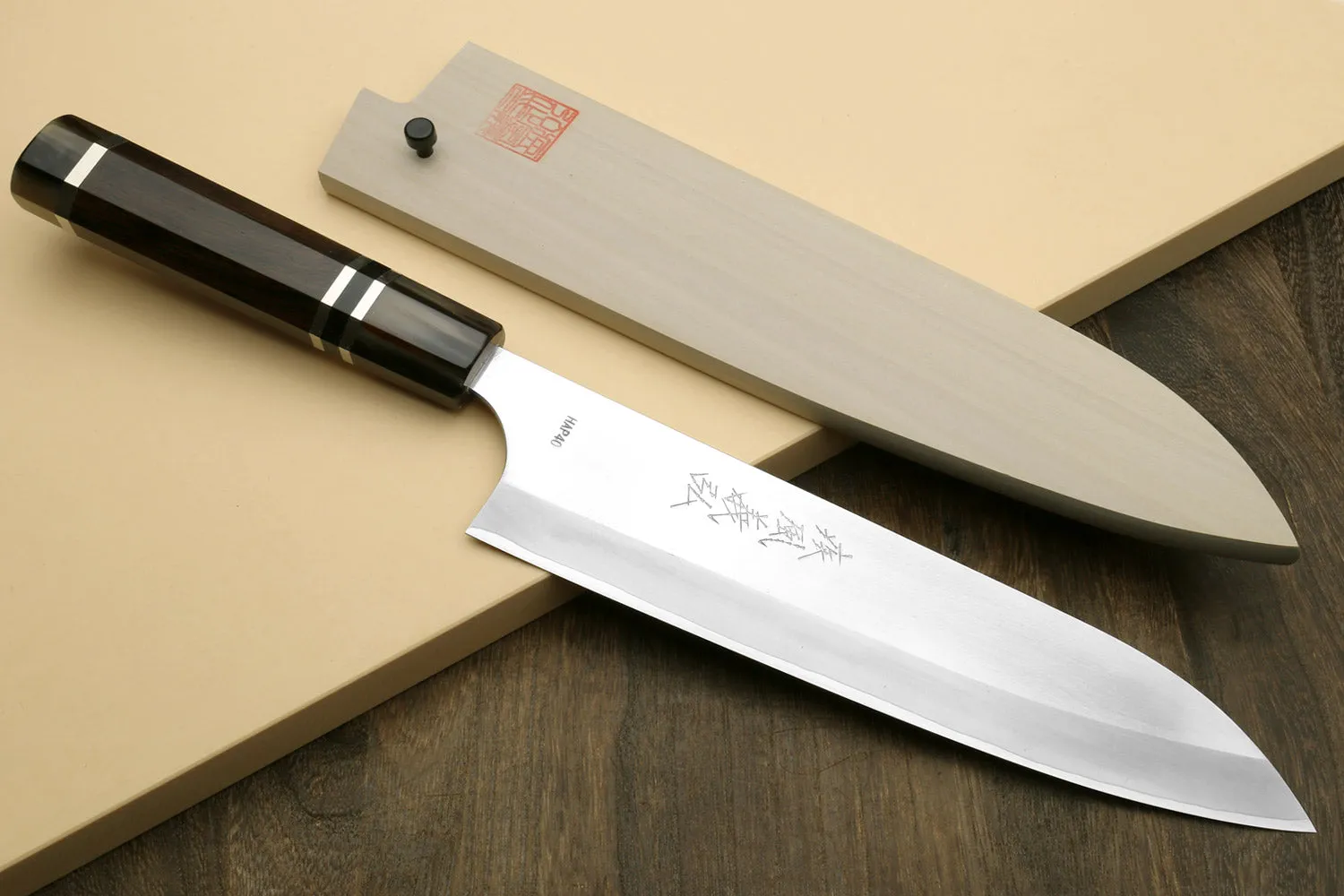 Yoshihiro High Speed Steel HAP40 3-Set with Octagonal Ebony Wood Handles with Triple Ring