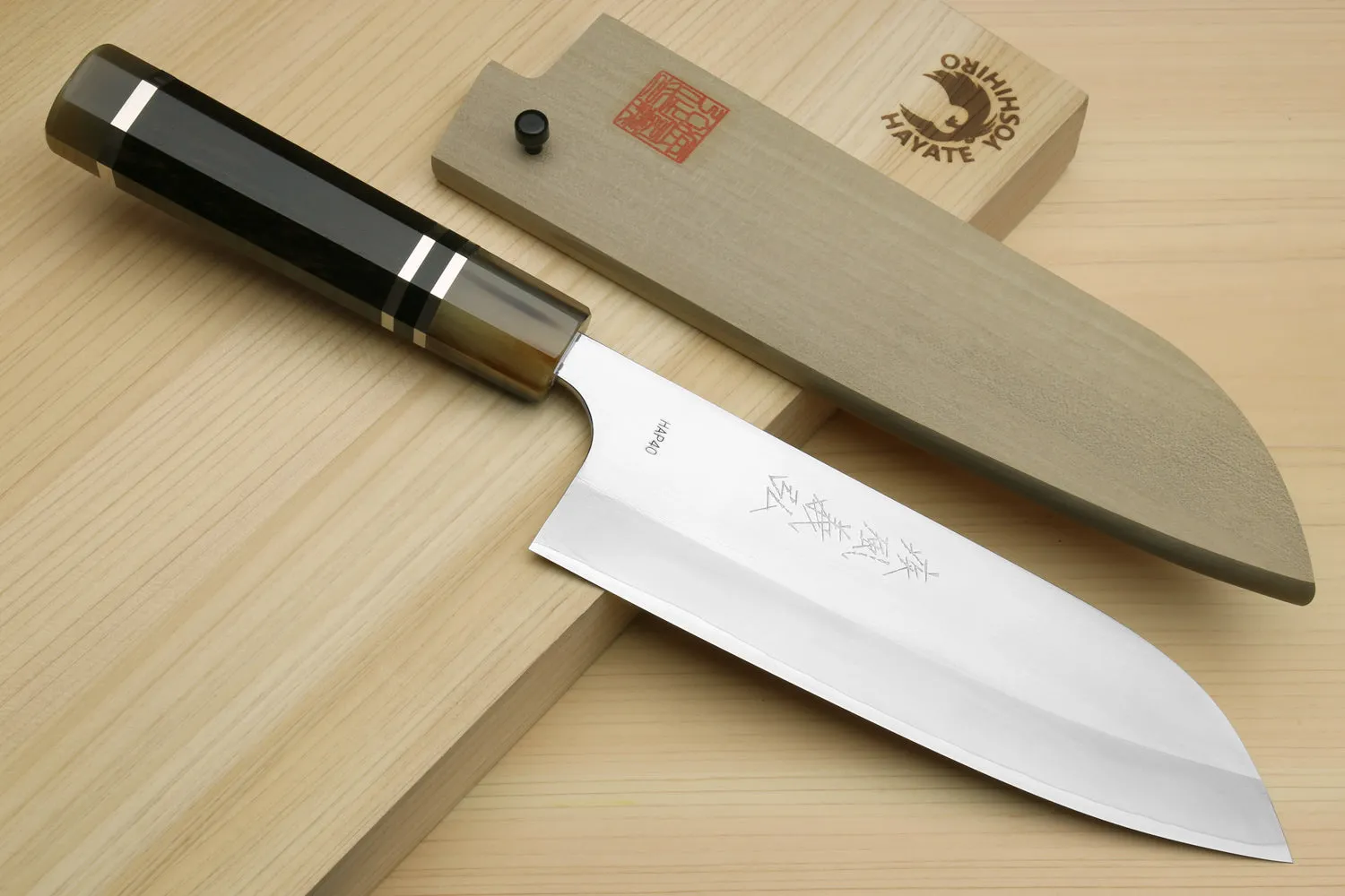 Yoshihiro High Speed Steel HAP40 3-Set with Octagonal Ebony Wood Handles with Triple Ring