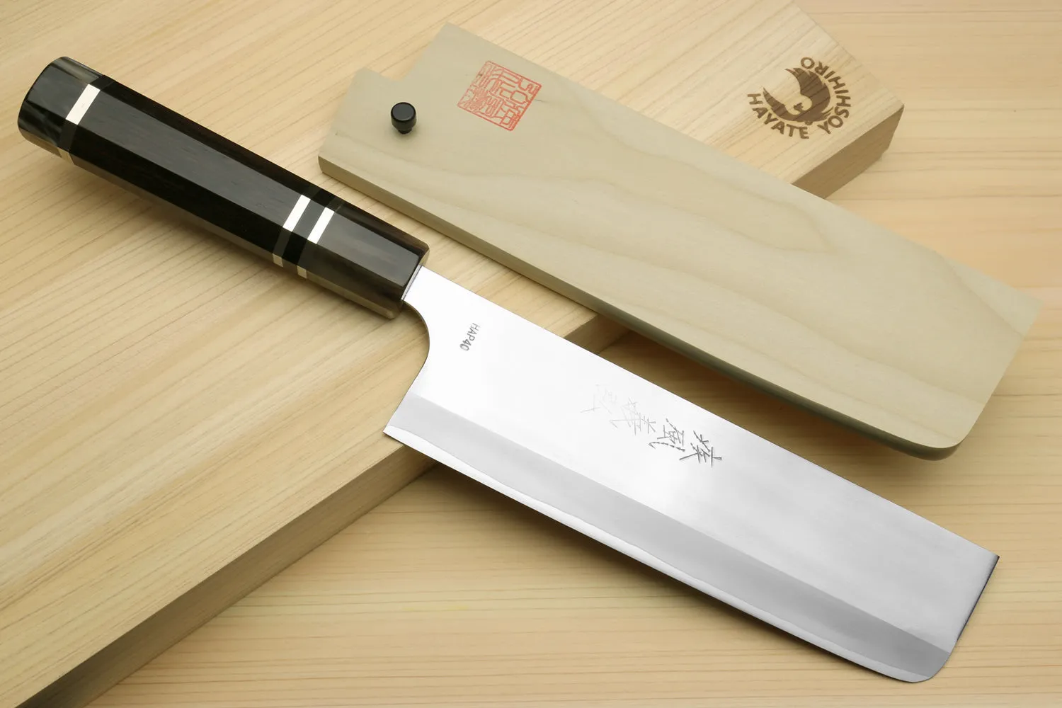 Yoshihiro High Speed Steel HAP40 3-Set with Octagonal Ebony Wood Handles with Triple Ring