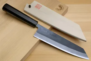 Yoshihiro Kurouchi Black-Forged Blue Steel Stainless Clad Kiritsuke Multipurpose Chef Knife (Ebony Handle)