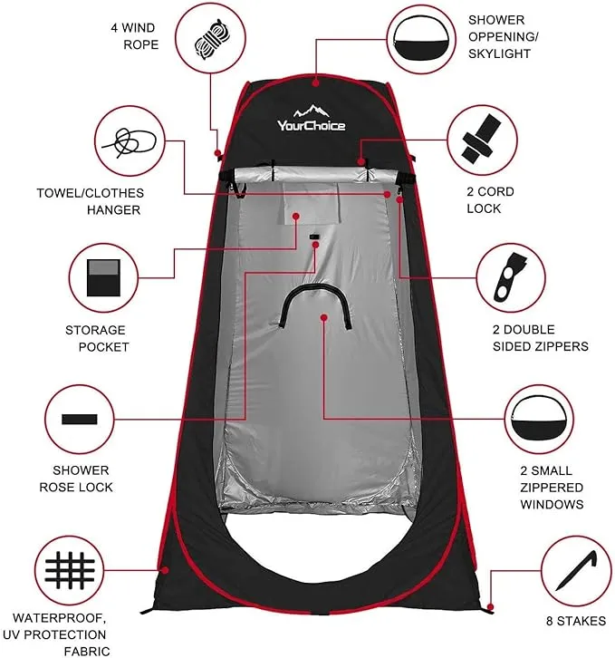 Your Choice Privacy Tent - Pop Up Shower Changing Toilet Tent Portable Camping Privacy Shelters Room 6.2 FT Tall with Carrying Bag for Outdoors Indoors