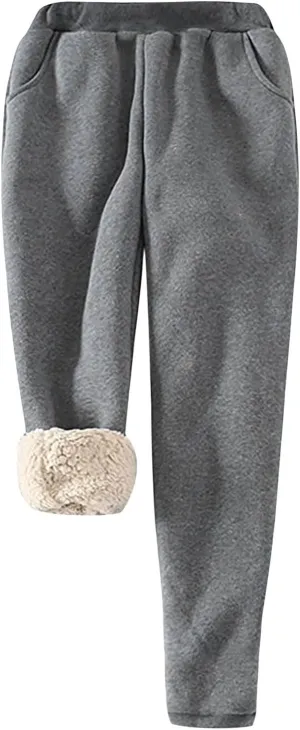 ZDRZK Women Joggers with Pockets Fleece Lined Athletic Lounge Sweat Pants Winter Warm Workout Running Fitness Pants