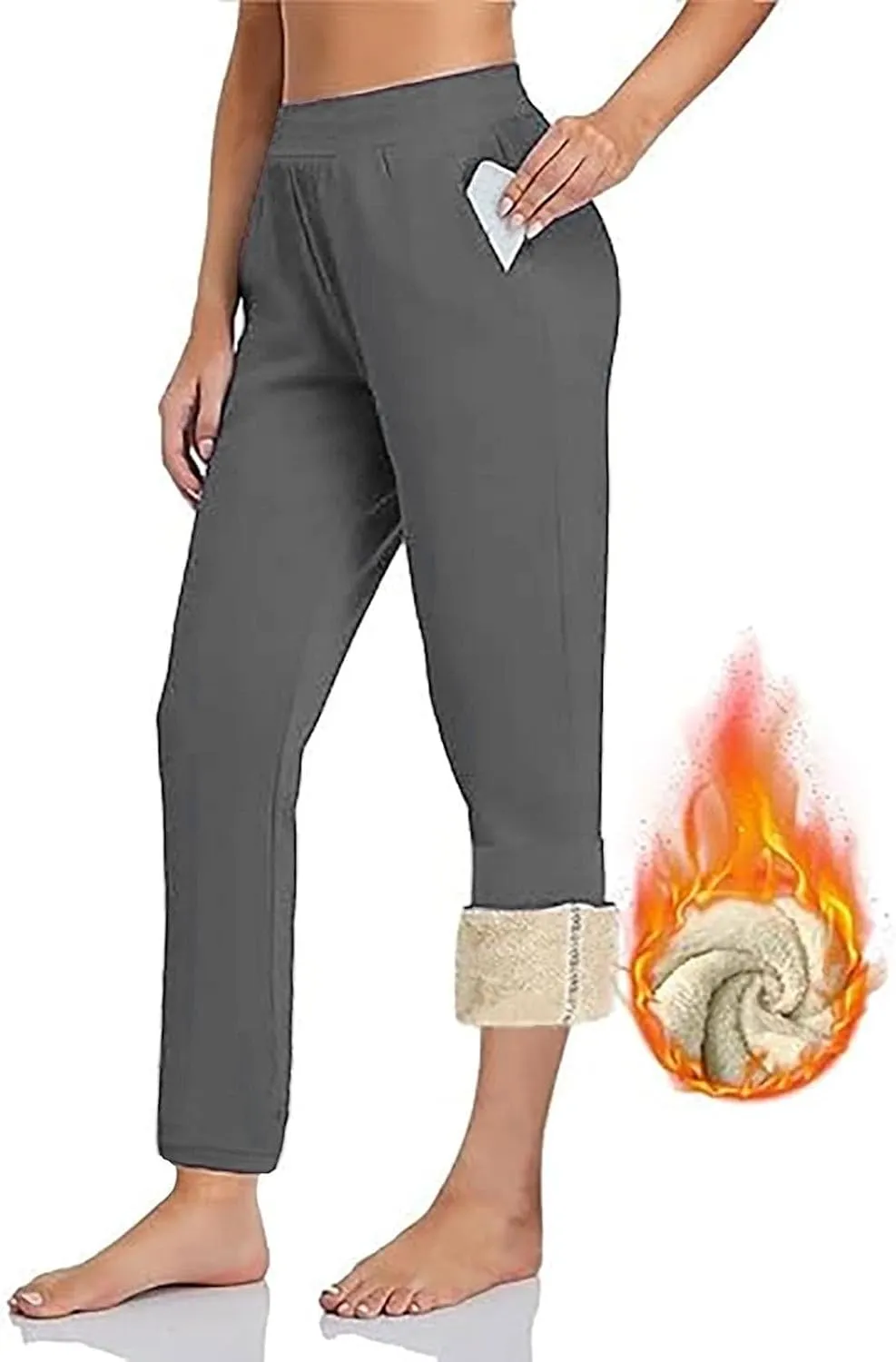 ZDRZK Women Joggers with Pockets Fleece Lined Athletic Lounge Sweat Pants Winter Warm Workout Running Fitness Pants