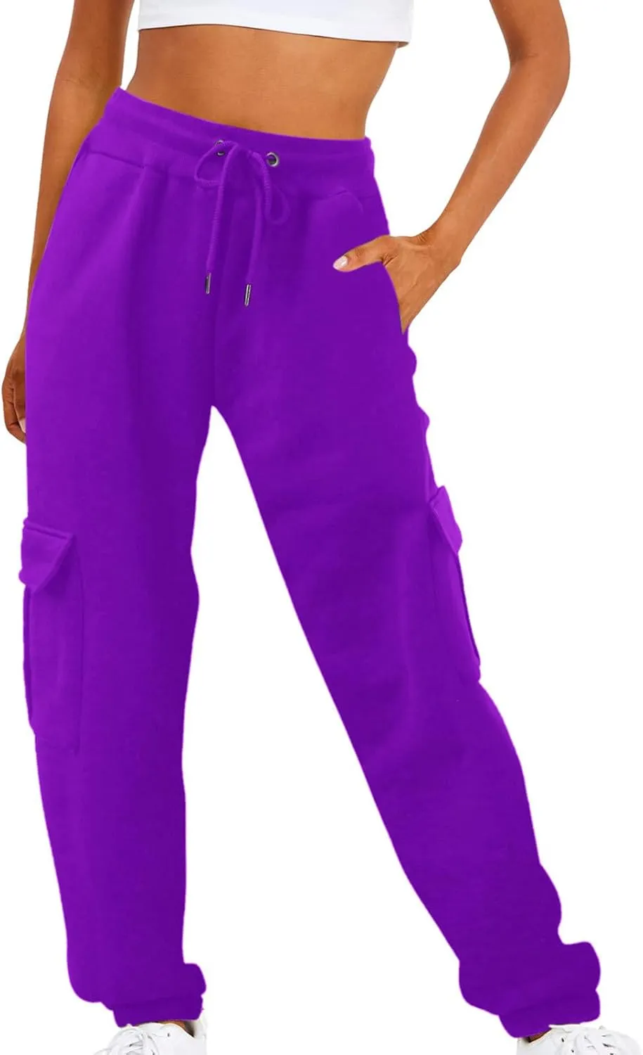 ZDRZK Womens Sweatpants Lace-Up Ankle Length Fleece Jogger Pants with Pockets Hiking Athletic Joggers Pants for Running
