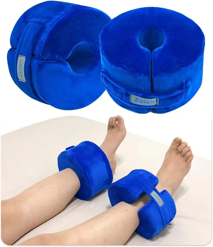 Zelen Foot Support Pillows Heel Ankle Protector Foot Cushion for Pressure Sores Ulcer Bed Sore Pads Cushion Foot Rest Pillow Supports Leg Sore Feet Ankle Pillow Foot Foam for Sleeping (Blue, 1 Pair)