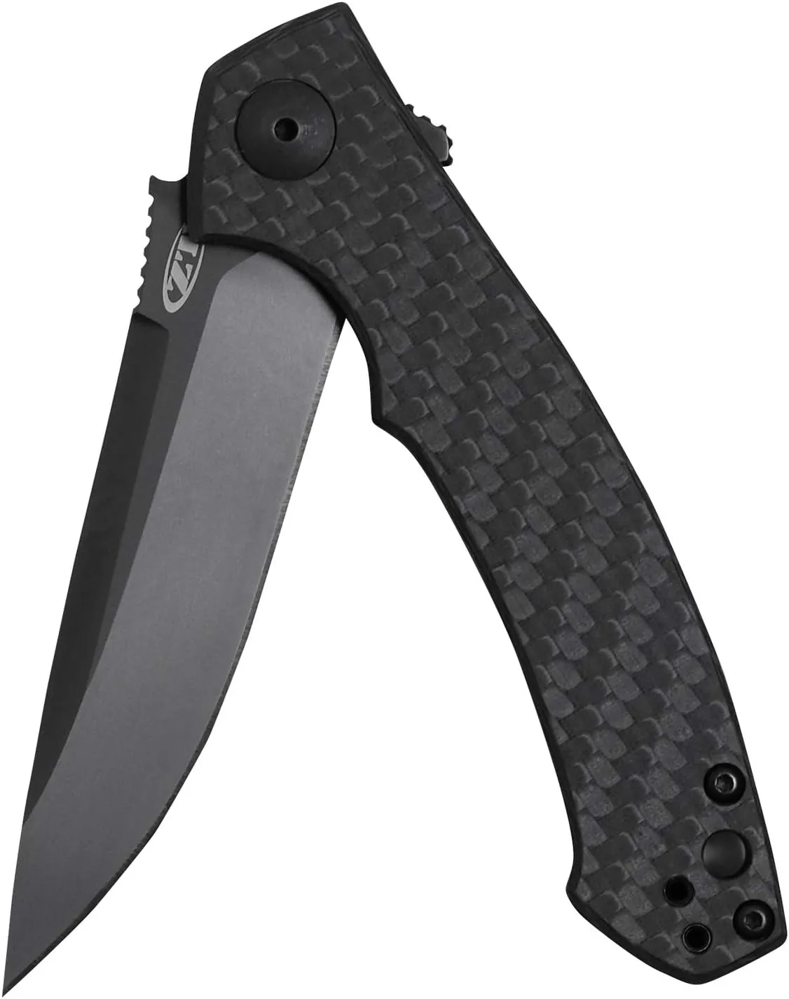 Zero Tolerance 0450CF; Folding Knife with 3.25” DLC-Coated S35VN Stainless Steel Blade, All-Black Carbon Fiber and Titanium Handle Scales, KVT Ball-Bearing Opening, Frame Lock, Pocketclip; 2.45 OZ.