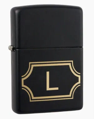 Zippo Black Matte with Nameplate Windproof Lighter with Initial L