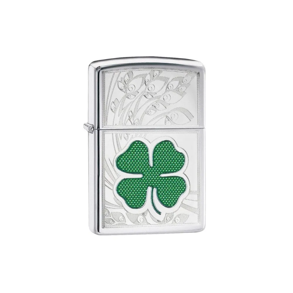Zippo Clover High Polish Chrome Design Lighter