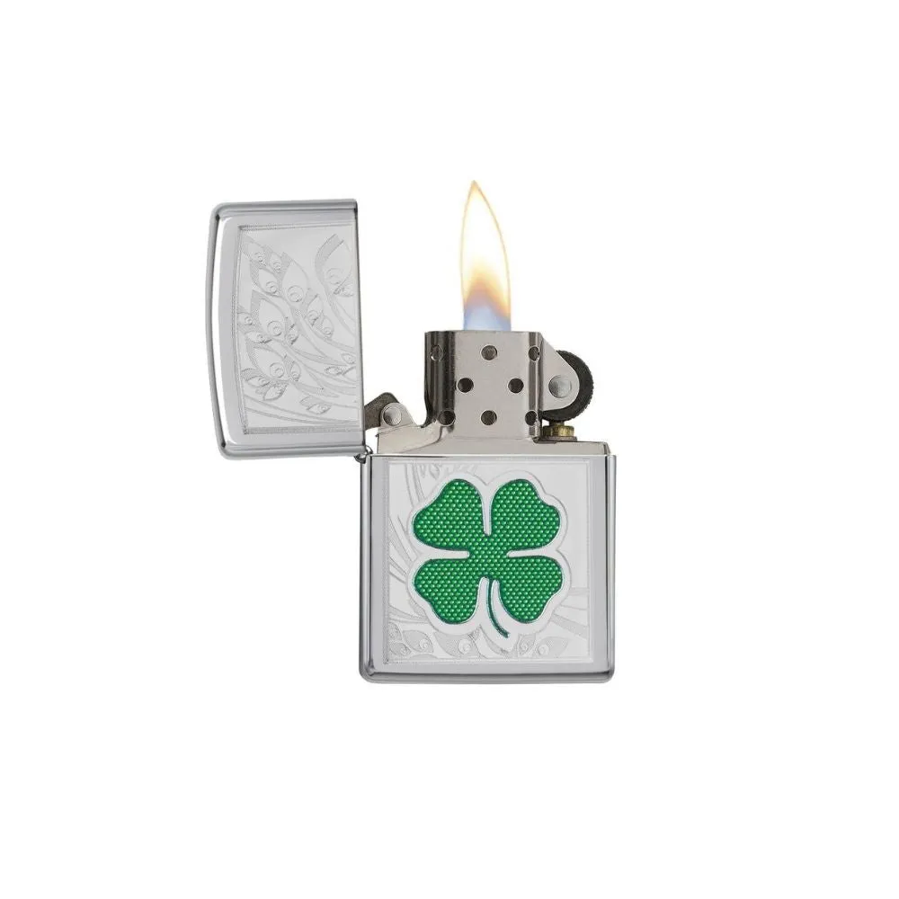 Zippo Clover High Polish Chrome Design Lighter