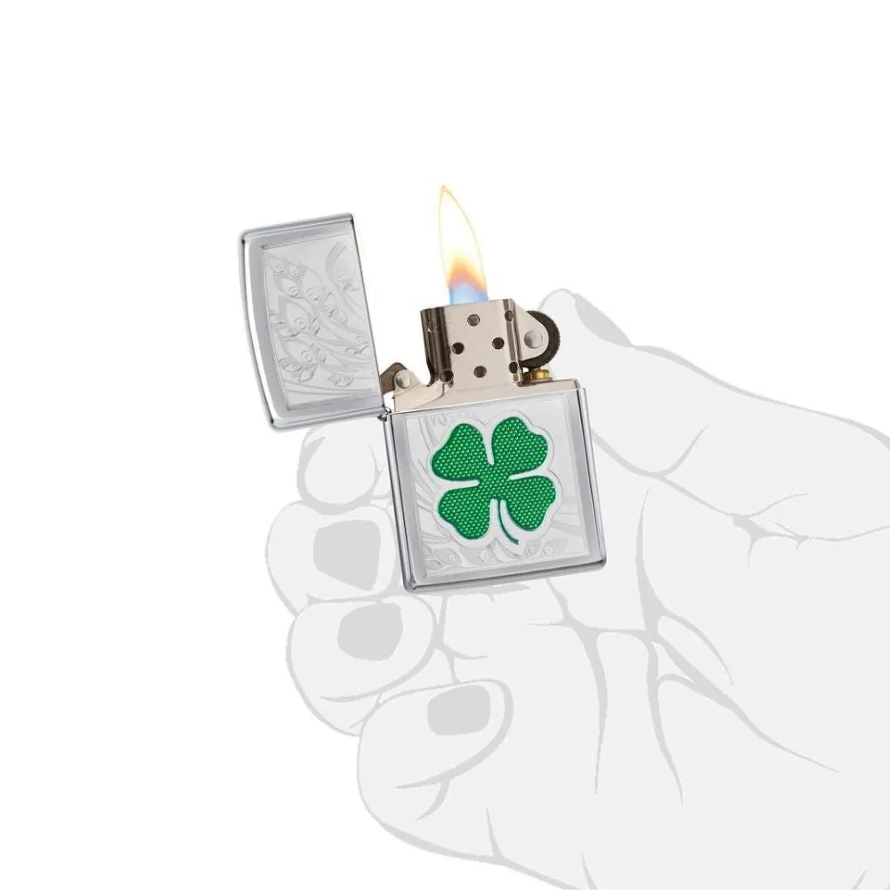 Zippo Clover High Polish Chrome Design Lighter