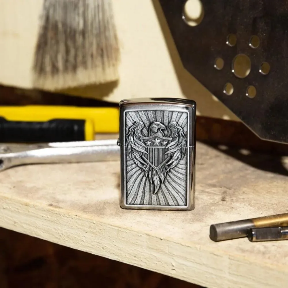 Zippo Eagle Shield Emblem Design Lighter