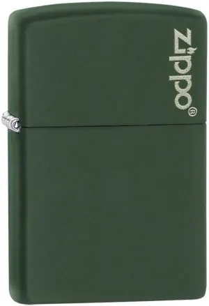 Zippo Green Matte Logo Pocket Lighter