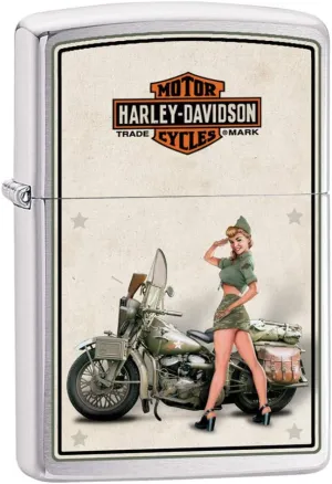 Zippo Harley-Davidson US Army Brushed Chrome Pocket Lighter, One Size
