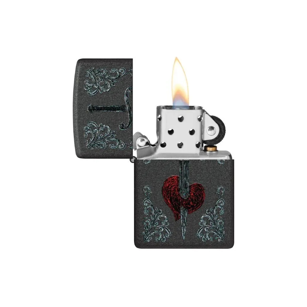 Zippo Heart Dagger Tattoo Design Lighter