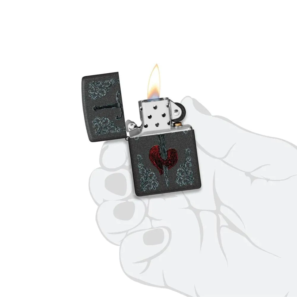 Zippo Heart Dagger Tattoo Design Lighter