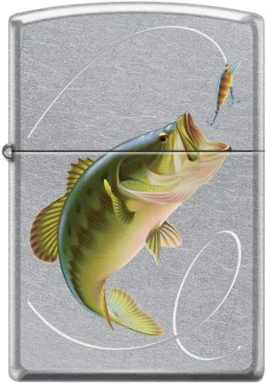 Zippo Lighter- Bass Fishing Line Hook Street Chrome Windproof Lighter #Z5124
