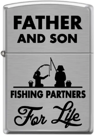 Zippo Lighter-Father and Son Fishing Outdoors Brushed Chrome Windproof Lighter #Z5527
