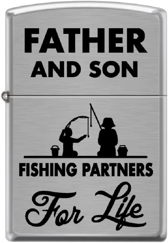 Zippo Lighter-Father and Son Fishing Outdoors Brushed Chrome Windproof Lighter #Z5527