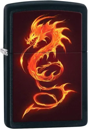 Zippo Lighter: Fiery Dragon - Black Matte 80828