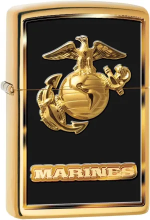 Zippo Lighter: USMC Marines Logo - High Polish Brass 80950