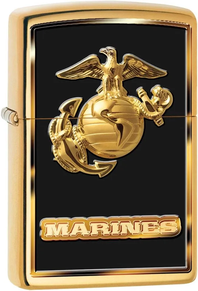 Zippo Lighter: USMC Marines Logo - High Polish Brass 80950