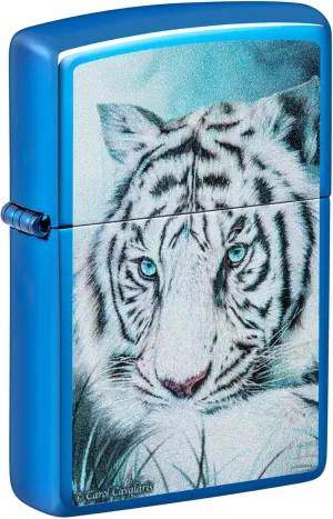 Zippo Lighter White Tiger, Windproof, Custom Designed, Stainless Steel Body