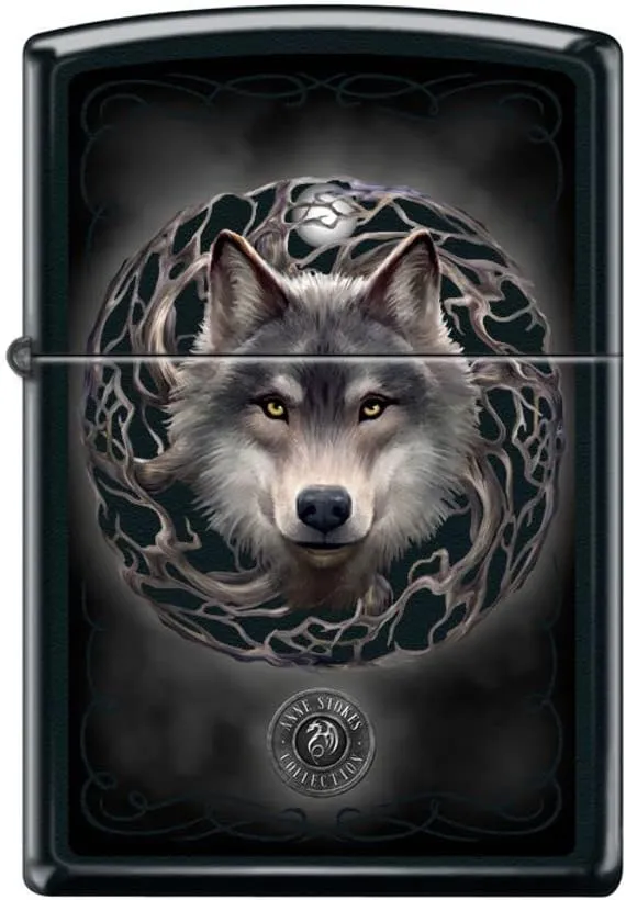 Zippo Lighter- Wolf Moon Black Matte Windproof Lighter #Z5175