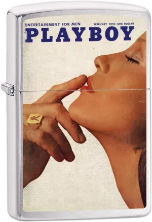 Zippo Playboy Cover February 1972 Brushed Chrome Pocket Lighter