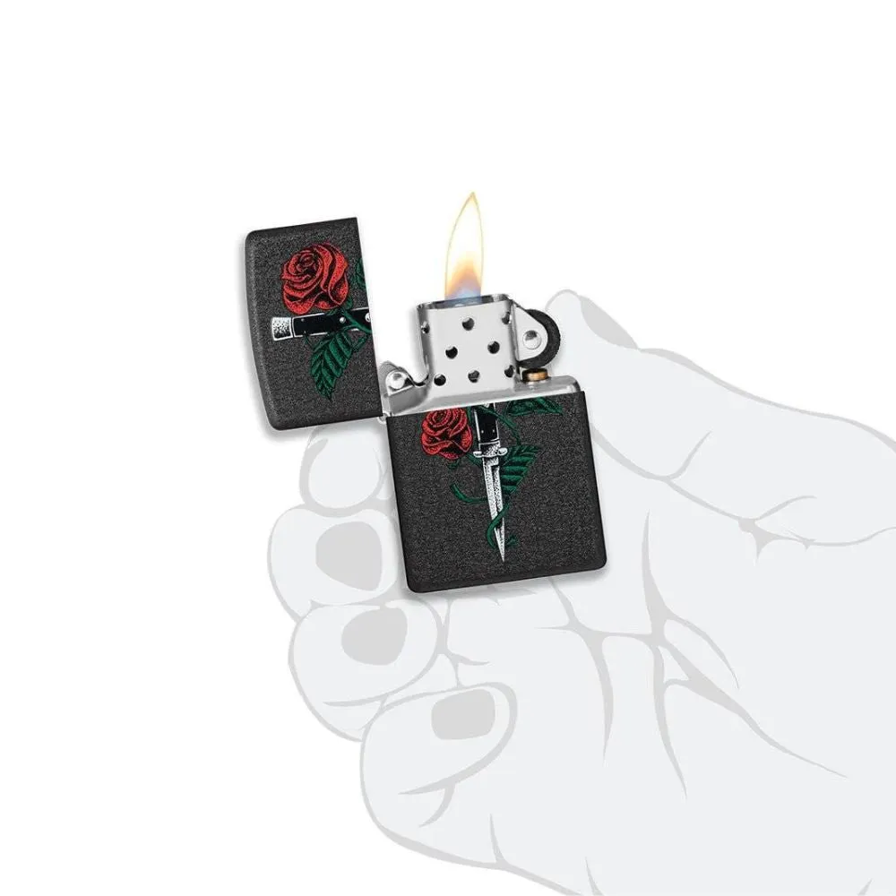 Zippo Rose Dagger Tattoo Design Lighter