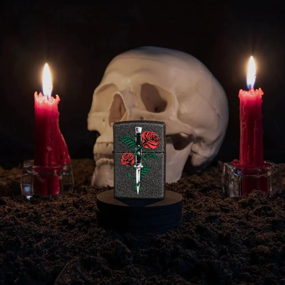 Zippo Rose Dagger Tattoo Design Lighter