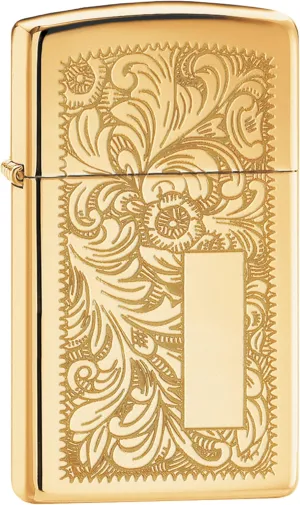Zippo Venetian Slim High Polish Brass Pocket Lighter