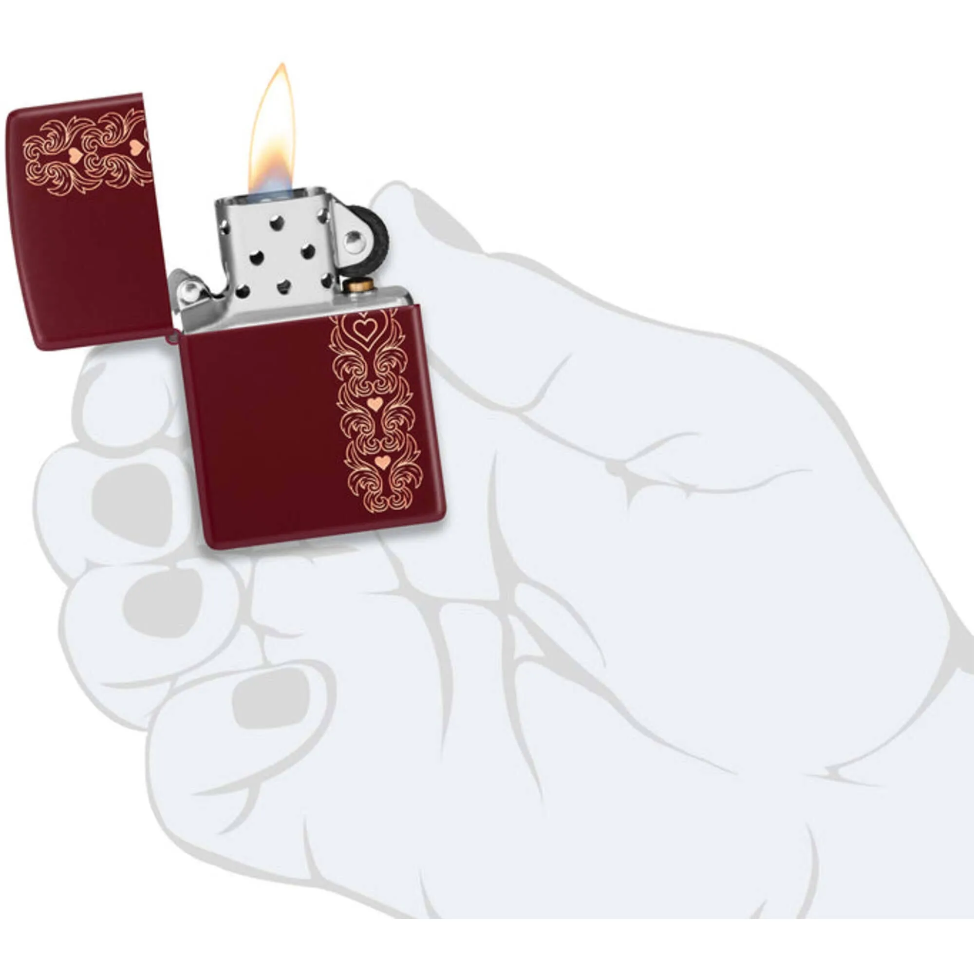 Zippo Windproof Pocket Lighter Heart Garland Design Laser Engrave Merlot 46296