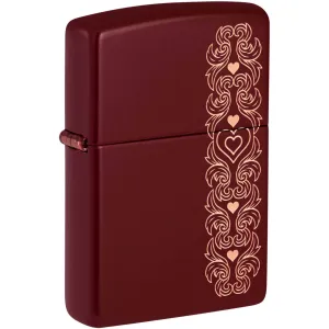 Zippo Windproof Pocket Lighter Heart Garland Design Laser Engrave Merlot 46296