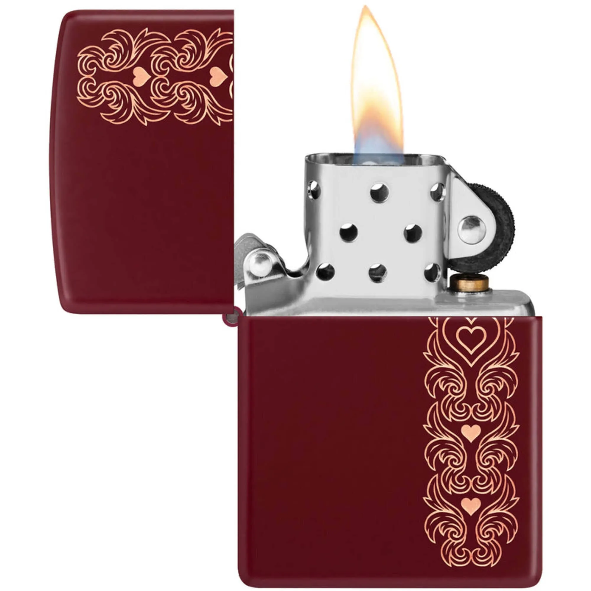 Zippo Windproof Pocket Lighter Heart Garland Design Laser Engrave Merlot 46296