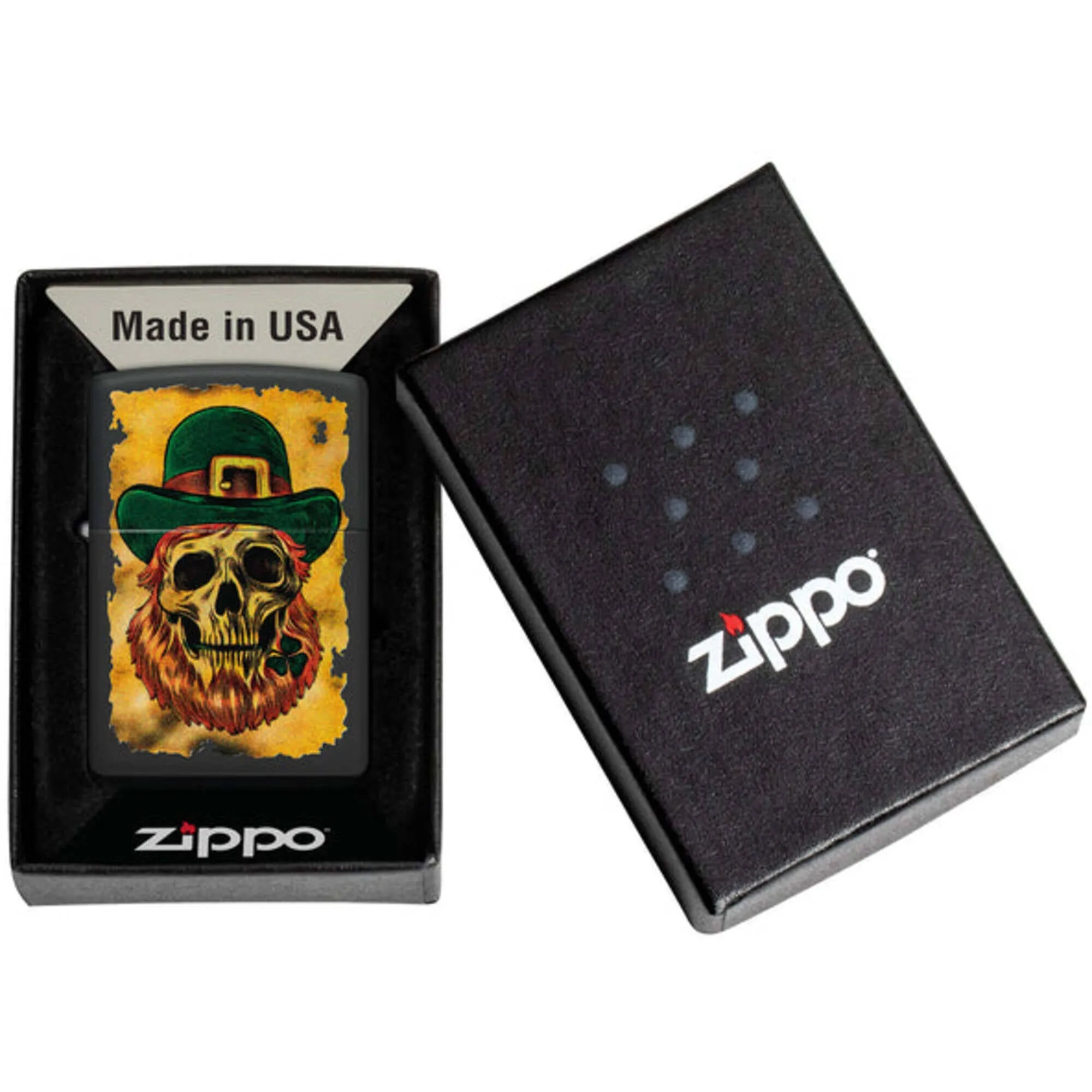 Zippo Windproof Pocket Lighter Lucky Map Design Classic Black Matte Finish 46244
