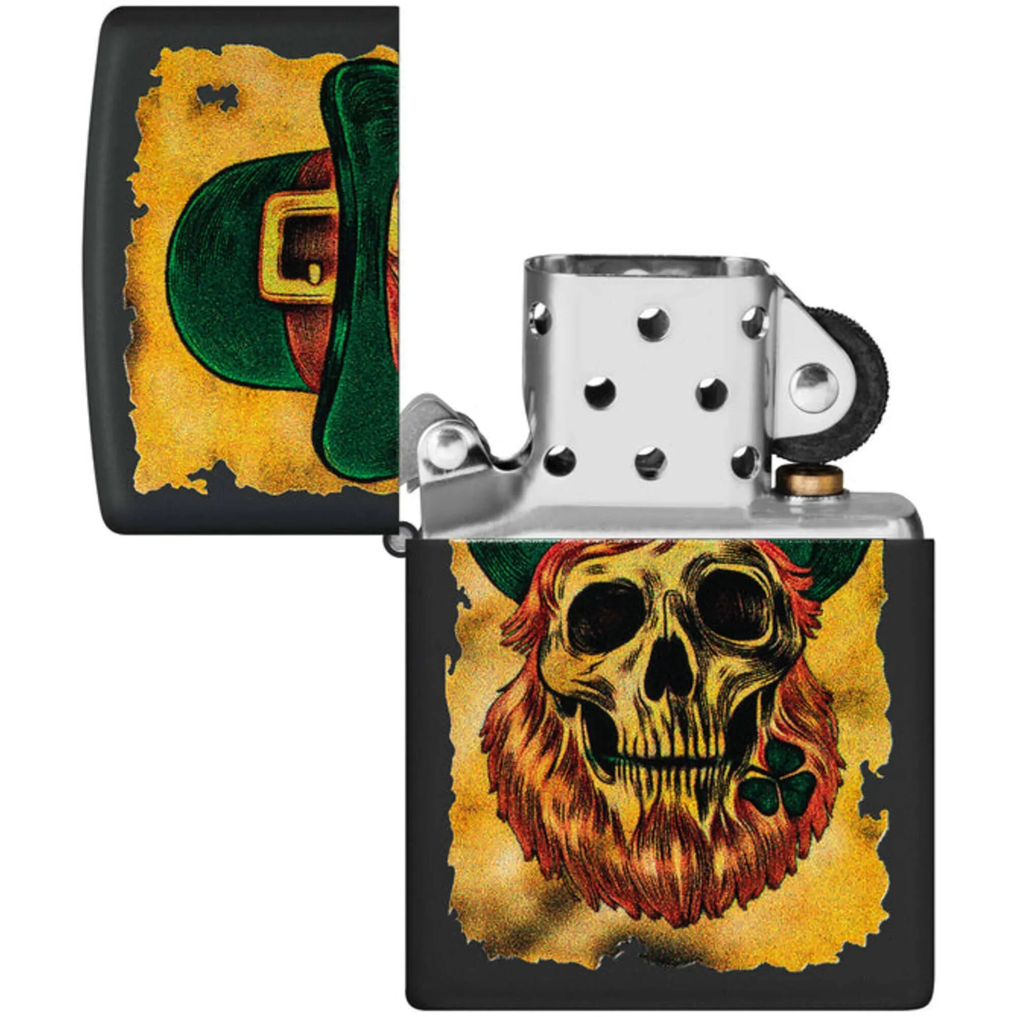 Zippo Windproof Pocket Lighter Lucky Map Design Classic Black Matte Finish 46244