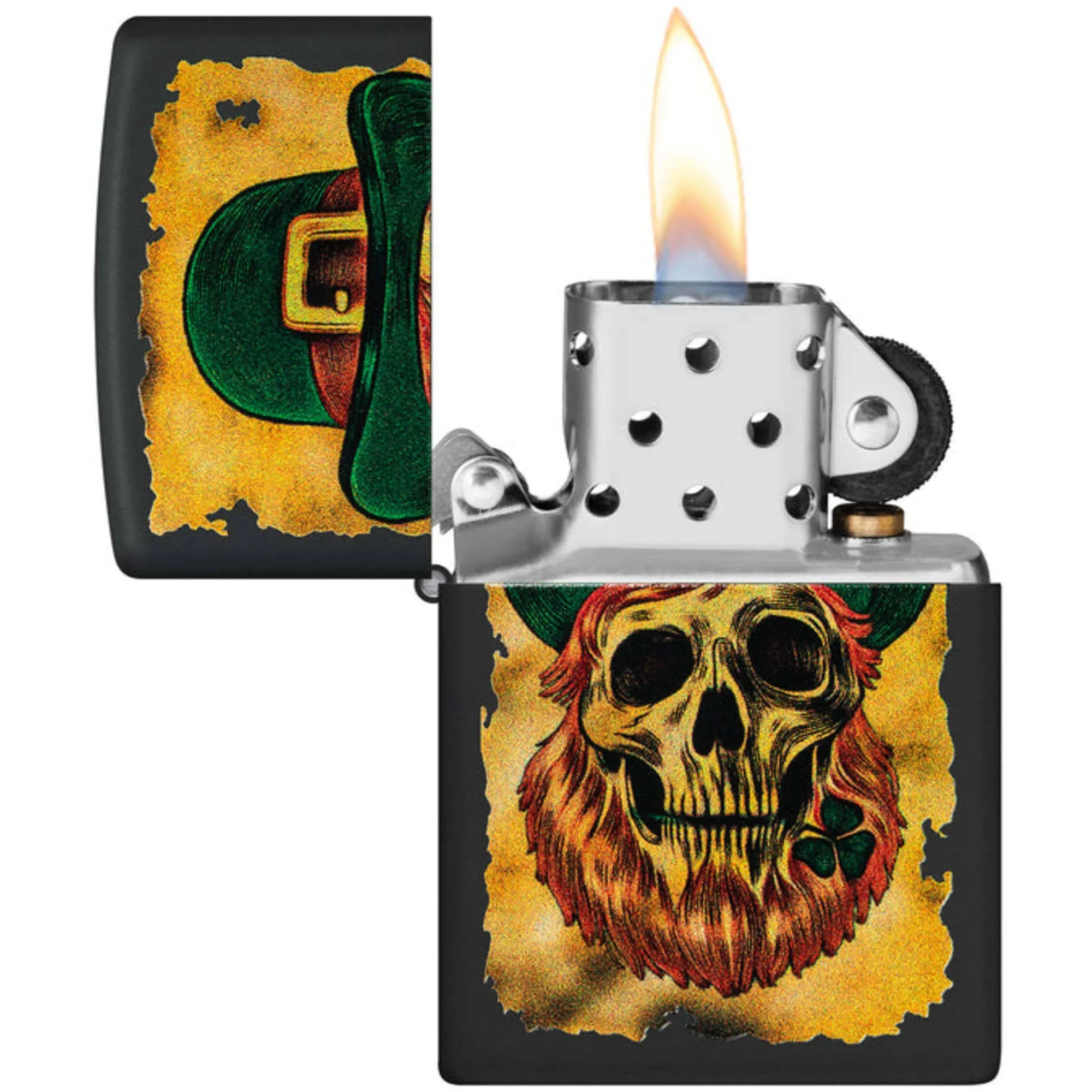 Zippo Windproof Pocket Lighter Lucky Map Design Classic Black Matte Finish 46244