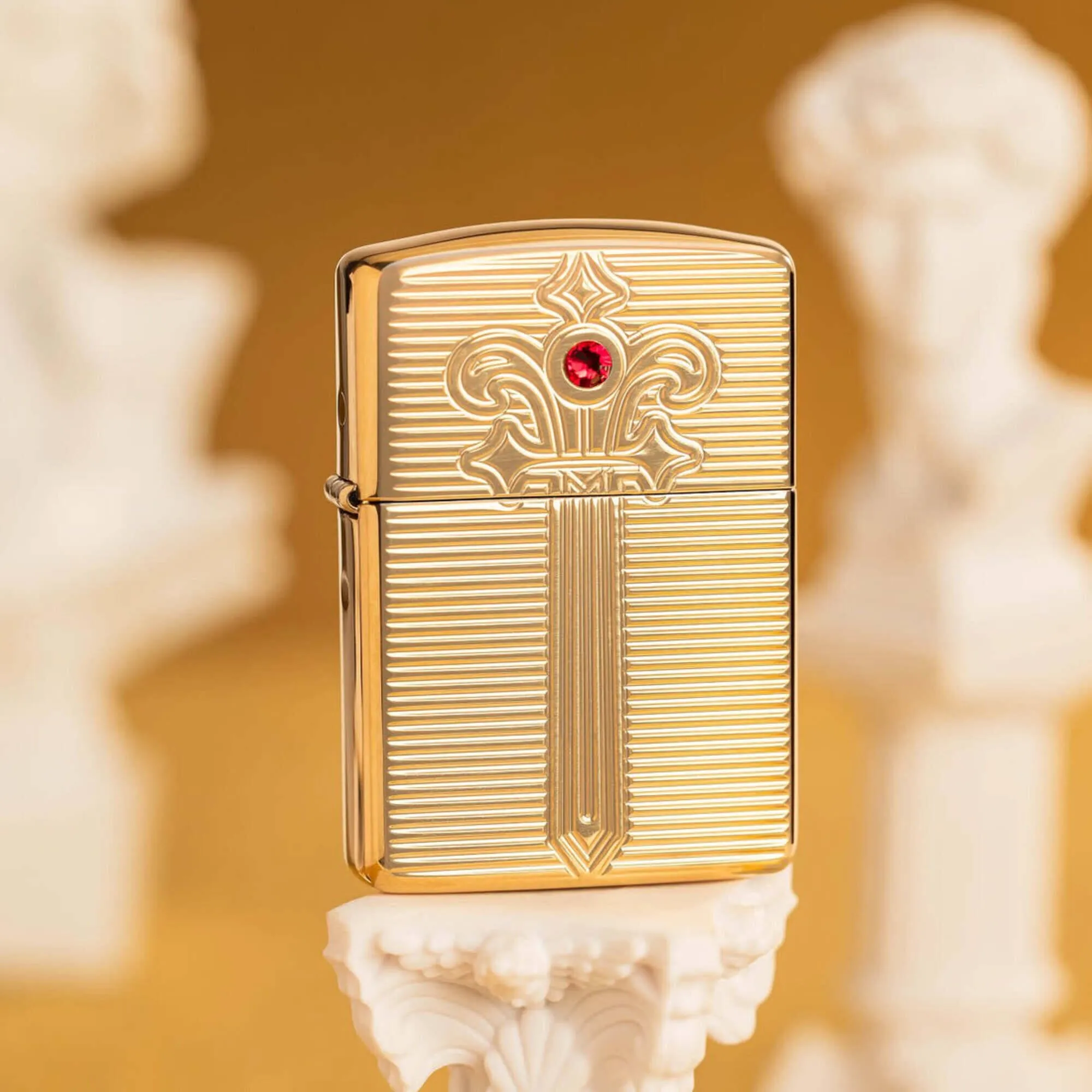 Zippo Windproof Pocket Lighter Royal Saber Design with Ruby-Red Crystal 46737