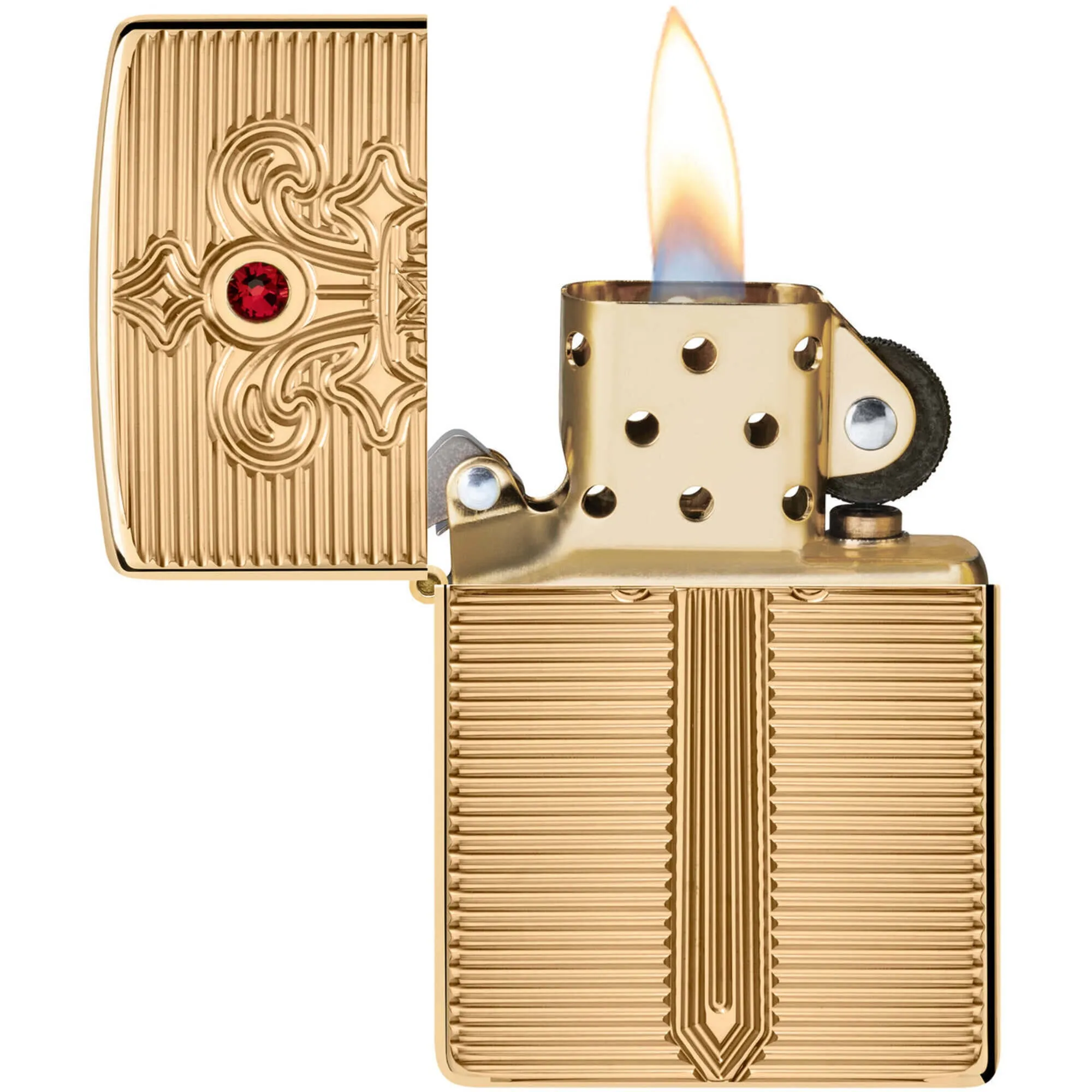 Zippo Windproof Pocket Lighter Royal Saber Design with Ruby-Red Crystal 46737