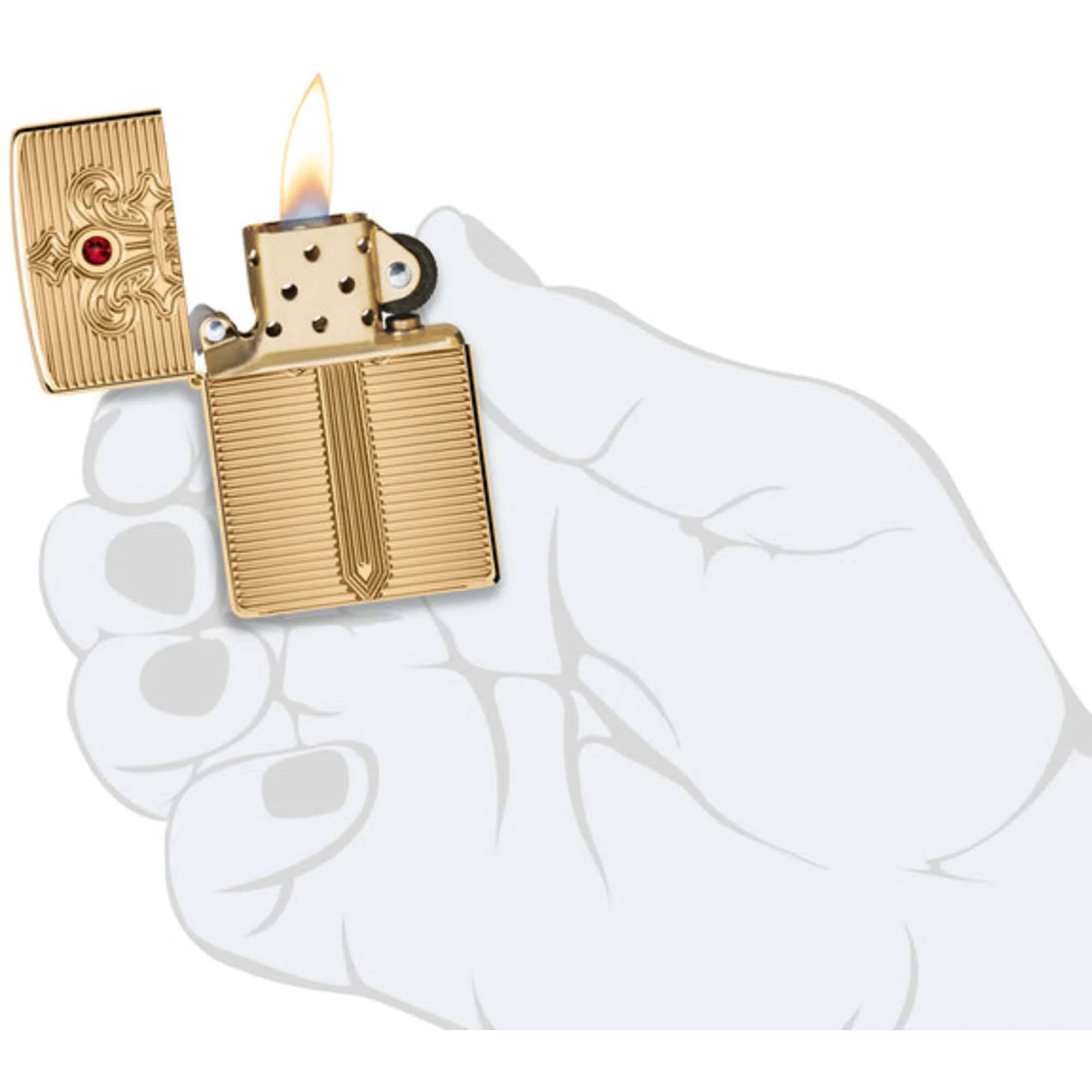 Zippo Windproof Pocket Lighter Royal Saber Design with Ruby-Red Crystal 46737