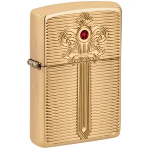 Zippo Windproof Pocket Lighter Royal Saber Design with Ruby-Red Crystal 46737