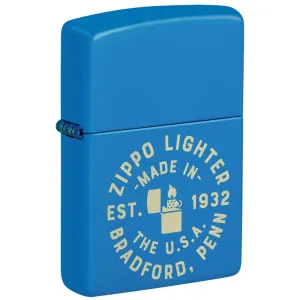 Zippo Windproof Pocket Lighter Zippo Seal design Sky Blue Matte Finish 46173