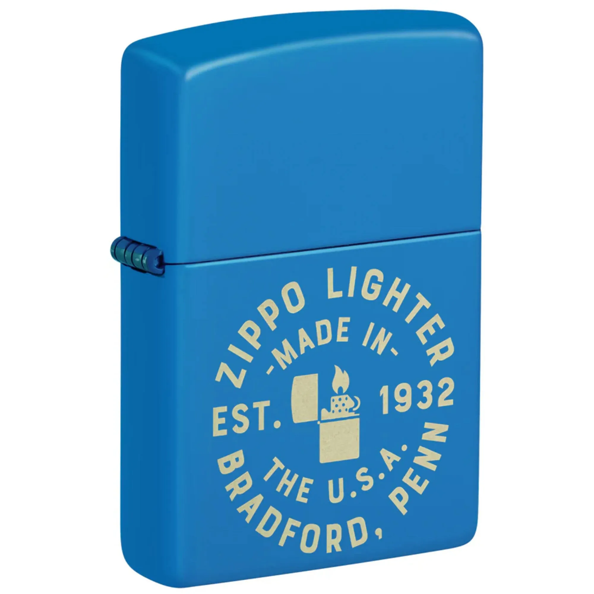 Zippo Windproof Pocket Lighter Zippo Seal design Sky Blue Matte Finish 46173