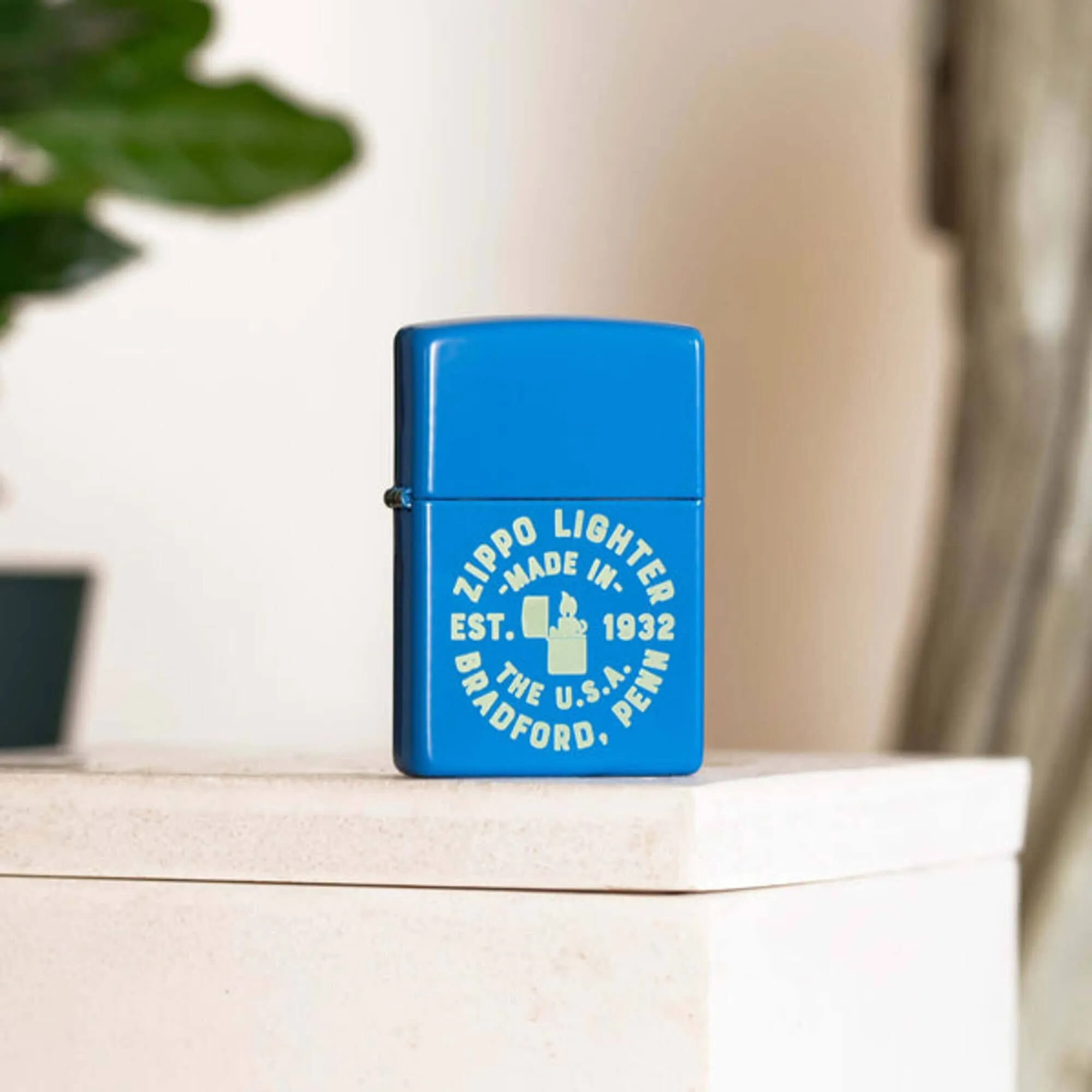 Zippo Windproof Pocket Lighter Zippo Seal design Sky Blue Matte Finish 46173