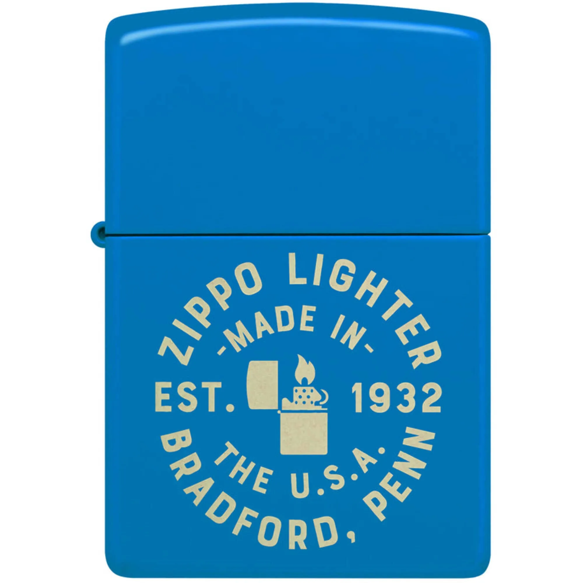 Zippo Windproof Pocket Lighter Zippo Seal design Sky Blue Matte Finish 46173