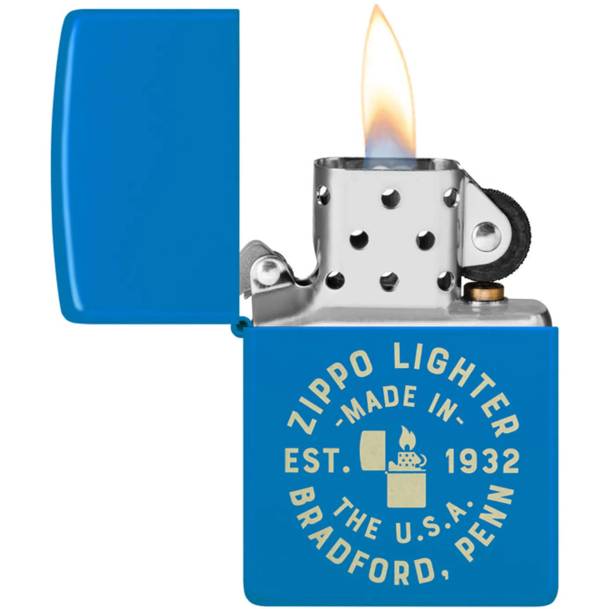 Zippo Windproof Pocket Lighter Zippo Seal design Sky Blue Matte Finish 46173